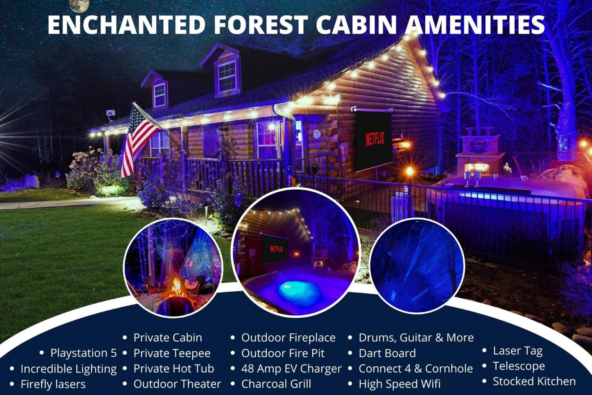 Enchanted Forest Cabin And Teepee! Lights & Laser Show! Private Hot Tub! Unique Stay! Sevierville Exterior photo